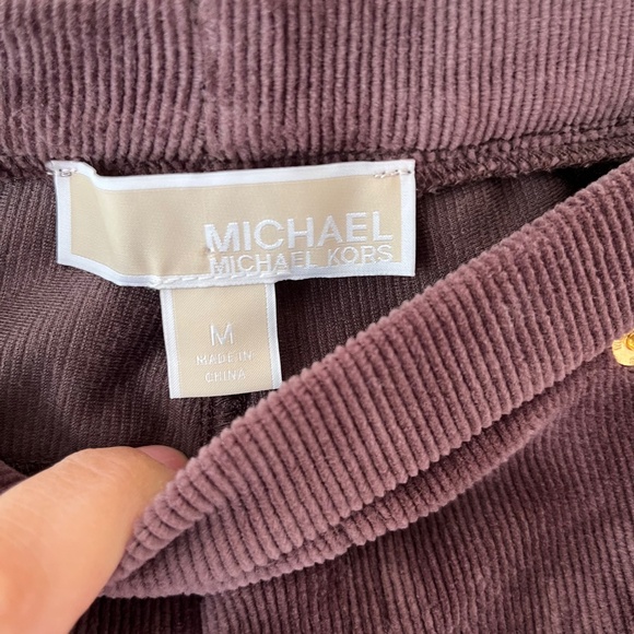 Michael Kors Sz M Chocolate Corduroy Pull On Pants Stretch Leggings Skinny - Picture 2 of 10